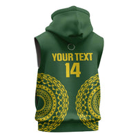 Custom Avaiki Cook Islands Rugby Sleeveless Zip Hoodie Kuki Airani Tatau Green - Polynesian Pride