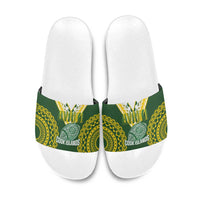 Avaiki Cook Islands Rugby Slide Sandals Kuki Airani Tatau Green - Polynesian Pride