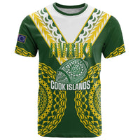 Custom Avaiki Cook Islands Rugby T Shirt Kuki Airani Tatau Green LT14 Green - Polynesian Pride