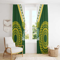 Avaiki Cook Islands Rugby Window Curtain Kuki Airani Tatau Green - Polynesian Pride