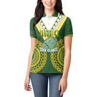 Custom Avaiki Cook Islands Rugby Women Polo Shirt Kuki Airani Tatau Green - Polynesian Pride