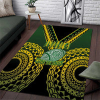 Avaiki Cook Islands Rugby Area Rug Kuki Airani Tatau Black - Polynesian Pride