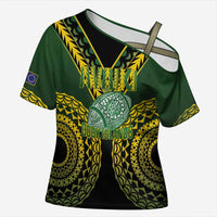 Custom Avaiki Cook Islands Rugby Cross Shoulder Shirt Kuki Airani Tatau Black LT14 Female Black - Polynesian Pride