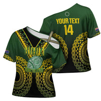 Custom Avaiki Cook Islands Rugby Cross Shoulder Shirt Kuki Airani Tatau Black - Polynesian Pride