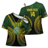 Custom Avaiki Cook Islands Rugby Cross Shoulder Shirt Kuki Airani Tatau Black LT14 - Polynesian Pride