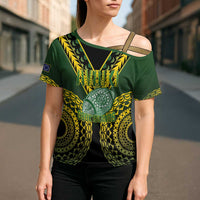 Custom Avaiki Cook Islands Rugby Cross Shoulder Shirt Kuki Airani Tatau Black LT14 - Polynesian Pride