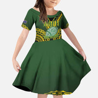 Custom Avaiki Cook Islands Rugby Family Matching Off The Shoulder Long Sleeve Dress and Hawaiian Shirt Kuki Airani Tatau Black - Polynesian Pride