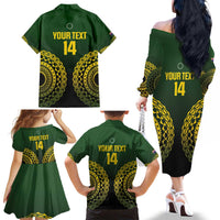 Custom Avaiki Cook Islands Rugby Family Matching Off The Shoulder Long Sleeve Dress and Hawaiian Shirt Kuki Airani Tatau Black - Polynesian Pride
