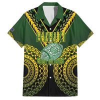 Custom Avaiki Cook Islands Rugby Family Matching Off The Shoulder Long Sleeve Dress and Hawaiian Shirt Kuki Airani Tatau Black - Polynesian Pride