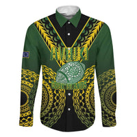 Custom Avaiki Cook Islands Rugby Family Matching Off The Shoulder Long Sleeve Dress and Hawaiian Shirt Kuki Airani Tatau Black - Polynesian Pride
