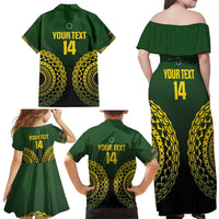 Custom Avaiki Cook Islands Rugby Family Matching Off Shoulder Maxi Dress and Hawaiian Shirt Kuki Airani Tatau Black - Polynesian Pride