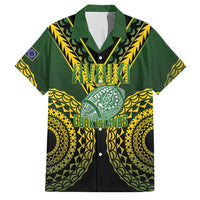 Custom Avaiki Cook Islands Rugby Family Matching Off Shoulder Short Dress and Hawaiian Shirt Kuki Airani Tatau Black - Polynesian Pride