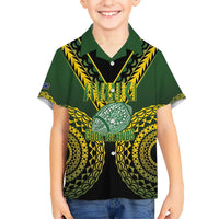 Custom Avaiki Cook Islands Rugby Kid Hawaiian Shirt Kuki Airani Tatau Black - Polynesian Pride