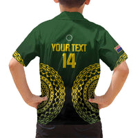 Custom Avaiki Cook Islands Rugby Kid Hawaiian Shirt Kuki Airani Tatau Black LT14 - Polynesian Pride