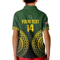 Custom Avaiki Cook Islands Rugby Kid Polo Shirt Kuki Airani Tatau Black - Polynesian Pride