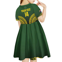 Custom Avaiki Cook Islands Rugby Kid Short Sleeve Dress Kuki Airani Tatau Black LT14 - Polynesian Pride