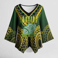 Custom Avaiki Cook Islands Rugby Kimono Sleeve Blouse Kuki Airani Tatau Black - Polynesian Pride