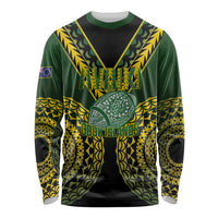 Custom Avaiki Cook Islands Rugby Long Sleeve Shirt Kuki Airani Tatau Black - Polynesian Pride