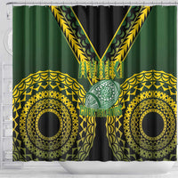 Avaiki Cook Islands Rugby Shower Curtain Kuki Airani Tatau Black - Polynesian Pride
