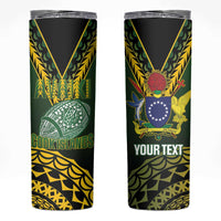 Custom Avaiki Cook Islands Rugby Skinny Tumbler Kuki Airani Tatau Black - Polynesian Pride