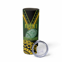 Custom Avaiki Cook Islands Rugby Skinny Tumbler Kuki Airani Tatau Black - Polynesian Pride