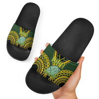 Avaiki Cook Islands Rugby Slide Sandals Kuki Airani Tatau Black - Polynesian Pride