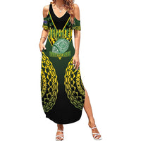 Custom Avaiki Cook Islands Rugby Summer Maxi Dress Kuki Airani Tatau Black LT14 Women Black - Polynesian Pride
