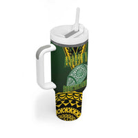 Custom Avaiki Cook Islands Rugby Tumbler With Handle Kuki Airani Tatau Black - Polynesian Pride