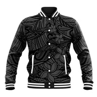 Polynesia Baseball Jacket Polynesian Pattern Mix Plumeria Black LT14 Unisex Black - Polynesian Pride
