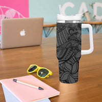 Polynesia Tumbler With Handle Polynesian Pattern Mix Plumeria Black LT14 - Polynesian Pride