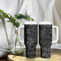 Polynesia Tumbler With Handle Polynesian Pattern Mix Plumeria Black LT14 - Polynesian Pride