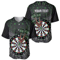 Personalised New Zealand Darts Baseball Jersey Dartboard Maori Fern Puhoro Art
