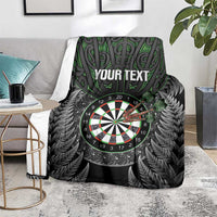 Personalised New Zealand Darts Blanket Dartboard Maori Fern Puhoro Art