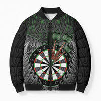 Personalised New Zealand Darts Bomber Puffer Jacket Dartboard Maori Fern Puhoro Art - Polynesian Pride