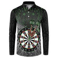 Personalised New Zealand Darts Button Sweatshirt Dartboard Maori Fern Puhoro Art