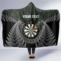 Personalised New Zealand Darts Hooded Blanket Dartboard Maori Fern Puhoro Art