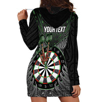Personalised New Zealand Darts Hoodie Dress Dartboard Maori Fern Puhoro Art