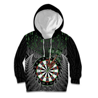 Personalised New Zealand Darts Kid Hoodie Dartboard Maori Fern Puhoro Art