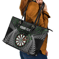Personalised New Zealand Darts Leather Tote Bag Dartboard Maori Fern Puhoro Art