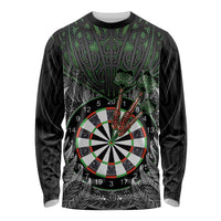 Personalised New Zealand Darts Long Sleeve Shirt Dartboard Maori Fern Puhoro Art