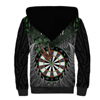 Personalised New Zealand Darts Sherpa Hoodie Dartboard Maori Fern Puhoro Art