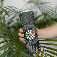 Personalised New Zealand Darts Skinny Tumbler Dartboard Maori Fern Puhoro Art