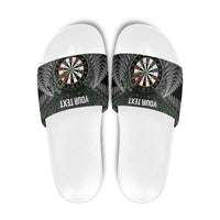 Personalised New Zealand Darts Slide Sandals Dartboard Maori Fern Puhoro Art - Polynesian Pride