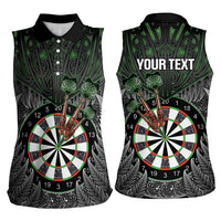 Personalised New Zealand Darts Women Sleeveless Polo Shirt Dartboard Maori Fern Puhoro Art