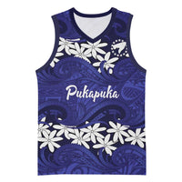 Personalised Cook Islands Pukapuka Basketball Jersey Tiare Maori Polynesian Waves Tattoo LT14 Unisex Blue - Polynesian Pride