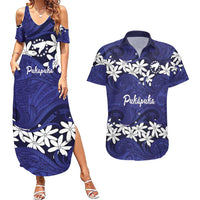 Personalised Cook Islands Pukapuka Couples Matching Summer Maxi Dress and Hawaiian Shirt Tiare Maori Polynesian Waves Tattoo