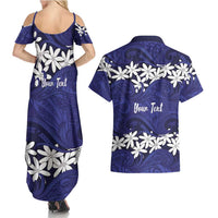 Personalised Cook Islands Pukapuka Couples Matching Summer Maxi Dress and Hawaiian Shirt Tiare Maori Polynesian Waves Tattoo
