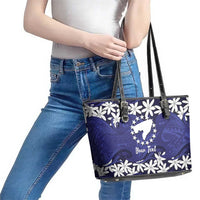 Personalised Cook Islands Pukapuka Leather Tote Bag Tiare Maori Polynesian Waves Tattoo LT14 - Polynesian Pride