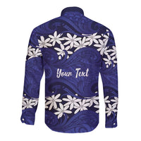 Personalised Cook Islands Pukapuka Long Sleeve Button Shirt Tiare Maori Polynesian Waves Tattoo LT14 - Polynesian Pride