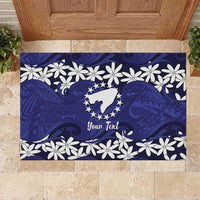 Personalised Cook Islands Pukapuka Rubber Doormat Tiare Maori Polynesian Waves Tattoo LT14 Blue - Polynesian Pride